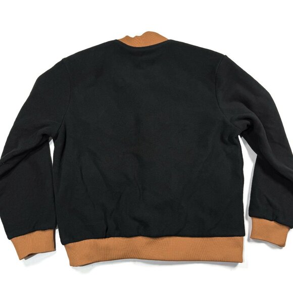 True Religion Black‎ Fleece Bomber Jacket Mens Medium Embossed Logo Snap NWT - Picture 10 of 12